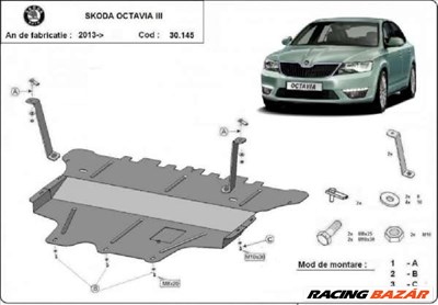 Skoda Octavia 3 2013- motorvédő lemez 