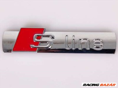 Audihoz S-line embléma - fényes ezüst (króm)