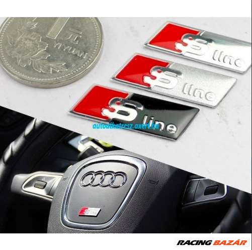 Audi S-line matrica / felirat kormányra - ezüst / fekete színben  1. kép