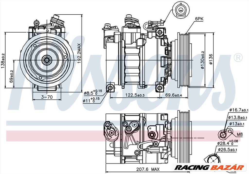 NISSENS 89094 Klímakompresszor 7SBU16C 1. kép