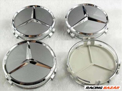 Mercedes -hez felni közép, kupak (75 mm) SZETTben ezüst - króm