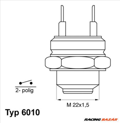 WAHLER 6010.95D Hűtőventillátor kapcsoló - ALFA ROMEO, FORD, OPEL, AUDI, RENAULT, CITROEN, PEUGEOT