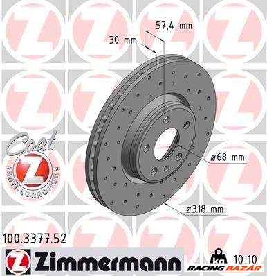 Zimmermann Audi A4 (Typ: B9), 2015.05-től, 318x30mm-es, első féktárcsa 1. kép