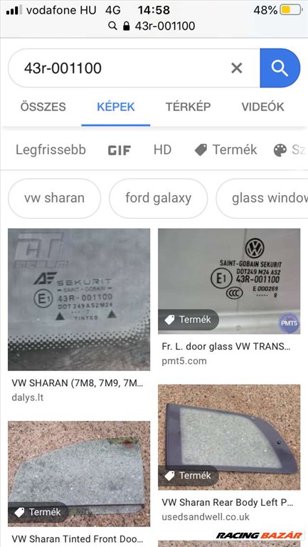 Volkswagen Sharan I, Seat Alhambra (1st gen), Ford Galaxy (1st gen) Bal első ajtóüveg 2. kép