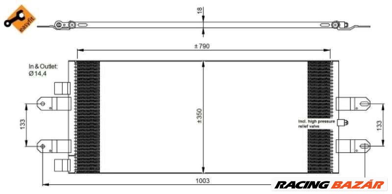 NRF 350043 Klímahűtő - HYUNDAI, AUDI, TOYOTA, RENAULT, ALFA ROMEO, PEUGEOT, FORD 1. kép