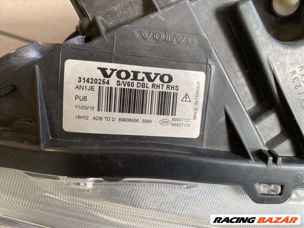 Volvo S60 V60 13-tól  jobbos fényszóró  31420254 3. kép