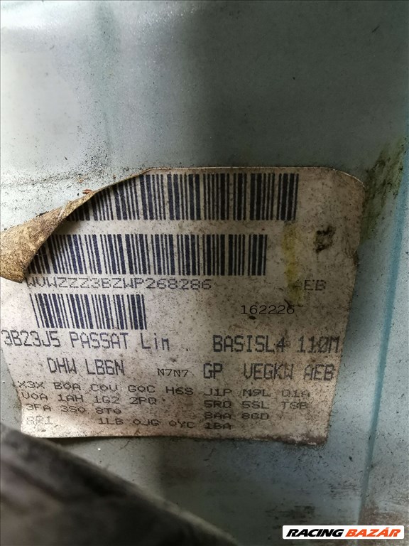 Volkswagen Passat IV 1.8-5V-Turbo Vw Passat1.8T motor AEB 162226 kóddal, 207.156km-el eladó aeb162226 11. kép