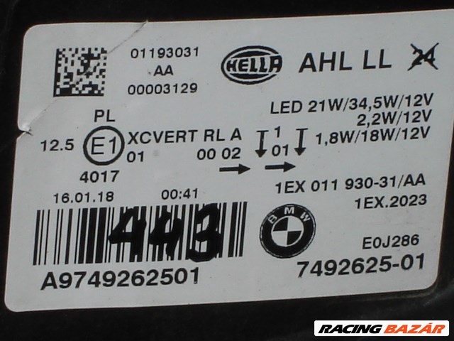 BMW 1-es F20 F21 Full Led Black Lights bal első fényszóró LCI 7492625-01 2014-től  5. kép