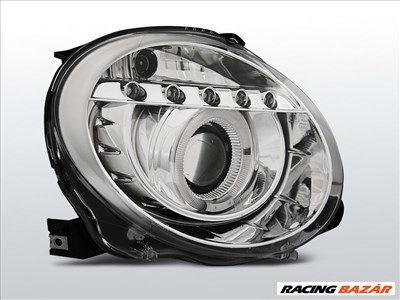 FIAT 500 2007-2015 Króm Projektoros LED Első Lámpa
