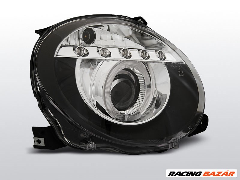 FIAT 500 2007-2015 Fekete Projektoros LED Első Lámpa 1. kép