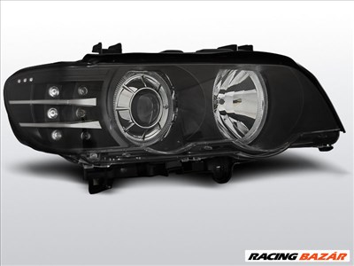 BMW X5 E53 1999.09-2003.10 Fekete ANGEL EYES LED Első Lámpa