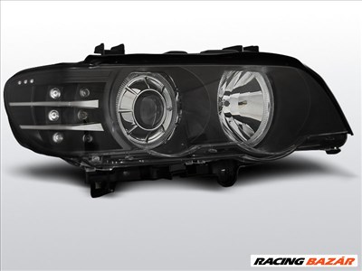 BMW X5 E53  Fekete ANGEL EYES LED Xenon Első Lámpa