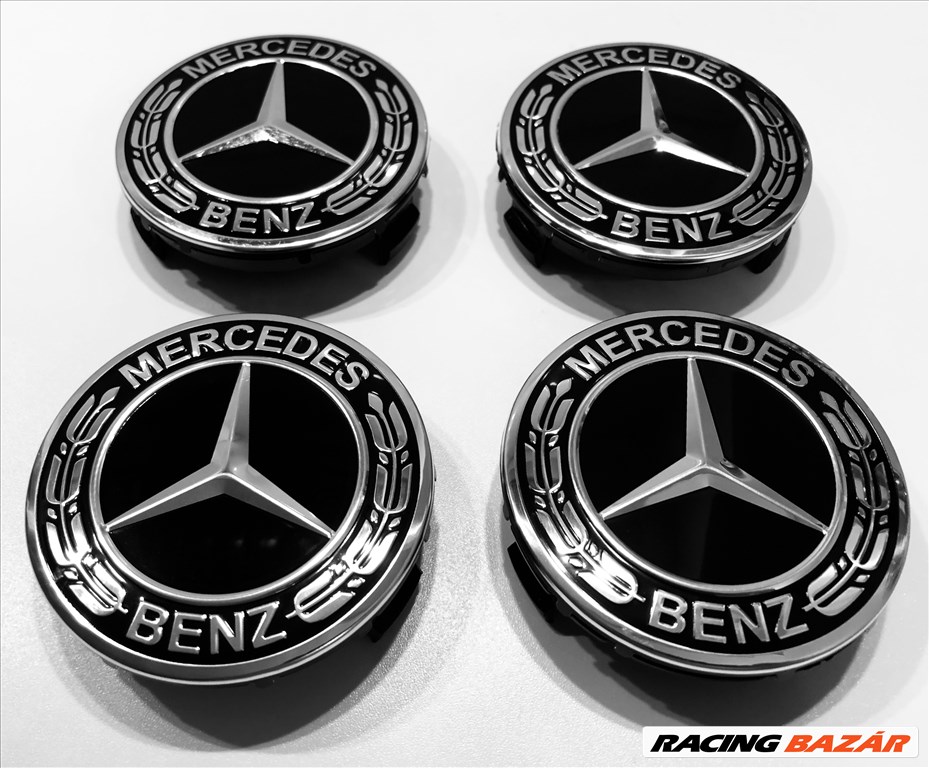 Mercedes-Benz ORIGINAL BLACK, NEW STYLE ,ALUFELNIKÖZÉP ,EMBLÉMA, alufelni középkupak  1. kép