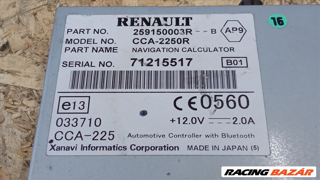 Renault Laguna III Rádió és Navigációs fejegység CCA-2250R 2. kép