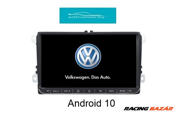 Volkswagen android 10 multimédia, golf, passat, caddy, polo, rádió, tolatókamrával  1. kép