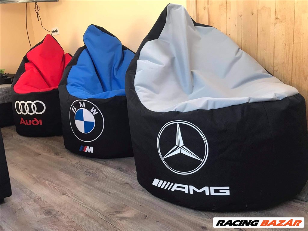 Babzsák fotel Audi-BMW-Mercedes Amg logóval. Választható bármely típushoz-névre szólóan  1. kép