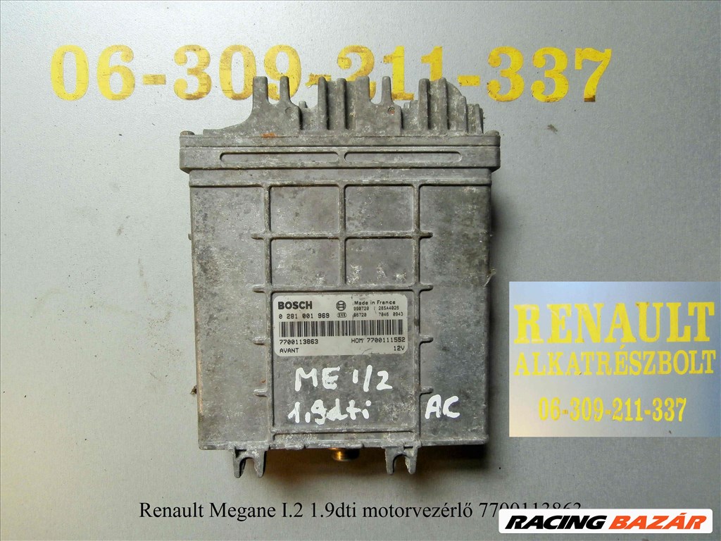 Renault Megane I/2 1.9dti motorvezérlő 7700113863 1. kép