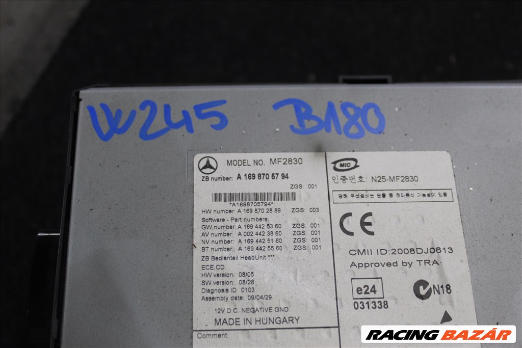 Mercedes B180 W245 CD rádió  a1698705794 2. kép