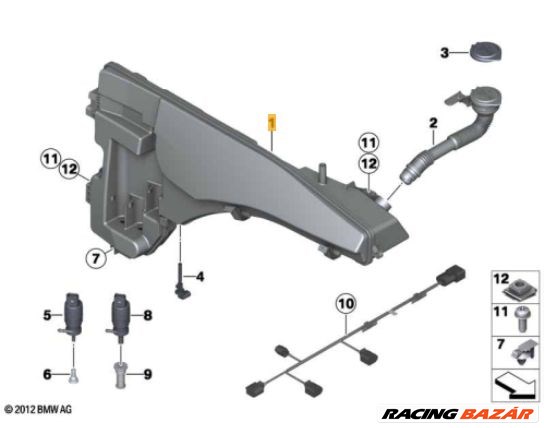 BMW X5 (E70) 2006-2013 Új, Gyári Ablakmosó tartály BMW 61 67 7 161 477 (61677161477) 2. kép