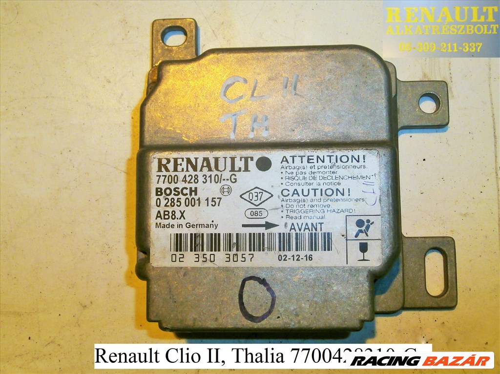 Renault Clio II, Thalia légzsák indító, légzsákvezérlő 7700428310--G 7700428310G 1. kép
