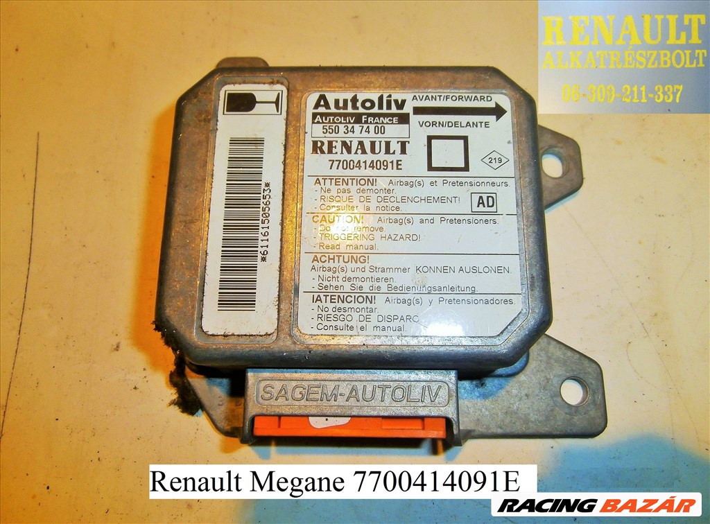 Renault Megane légzsákvezérlő 7700414091E 1. kép