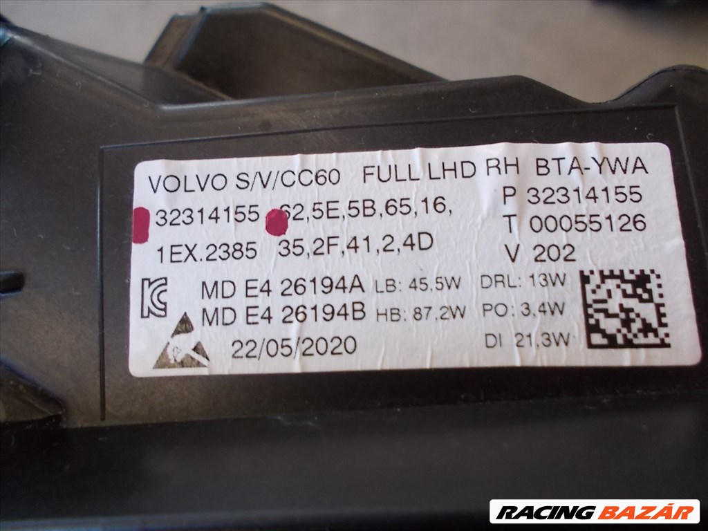 VOLVO S60 V60 jobb első LED fényszóró 2019- 32314155 7. kép