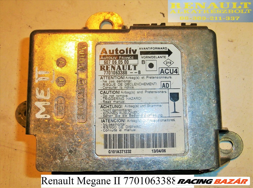 Renault Megane II légzsákvezérlő 770106338--B 770106338B 1. kép