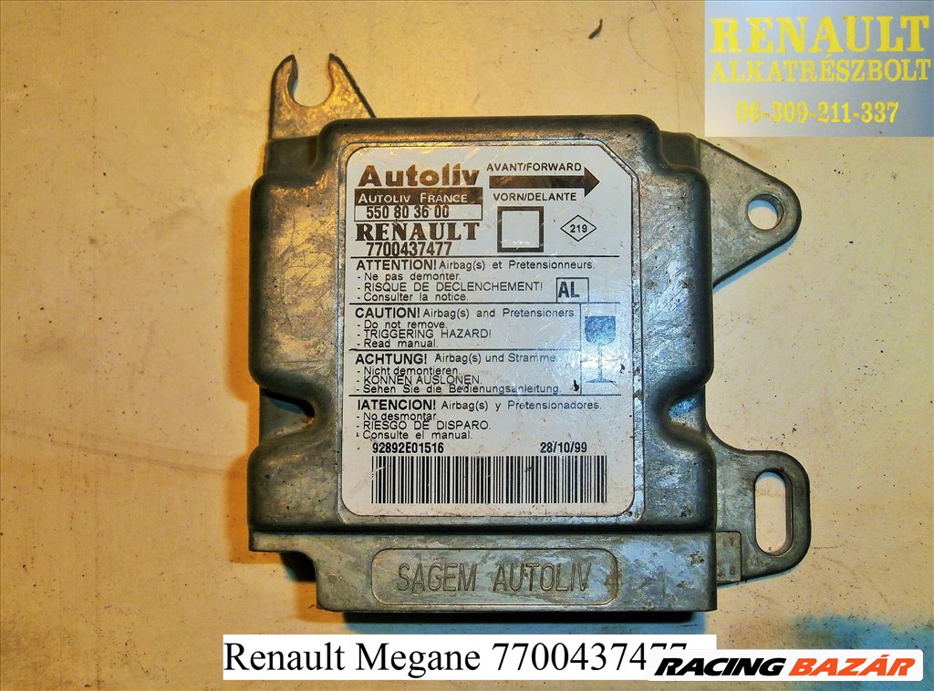 Renault Megane légzsákvezérlő  7700437477 1. kép