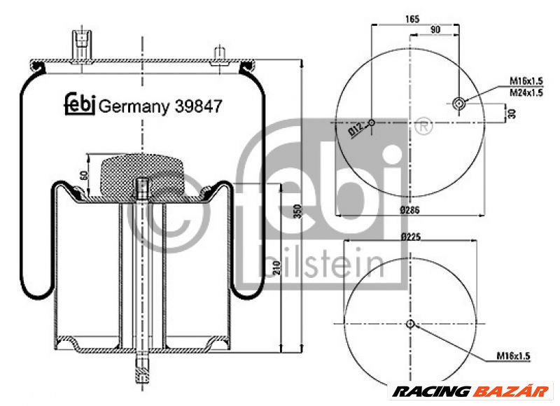 FEBI BILSTEIN 39847 Légrugó rugótömb - MERCEDES-BENZ, VOLVO, LADA, VOLKSWAGEN, PORSCHE, JAGUAR, ROVER 1. kép