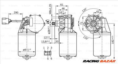 BOSCH 0986337401 Ablaktörlő motor - RENAULT, CITROEN, MITSUBISHI