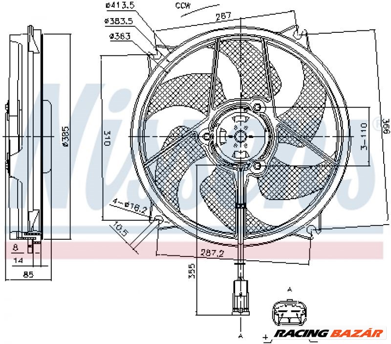 NISSENS 85788 Hűtőventillátor - PEUGEOT 1. kép