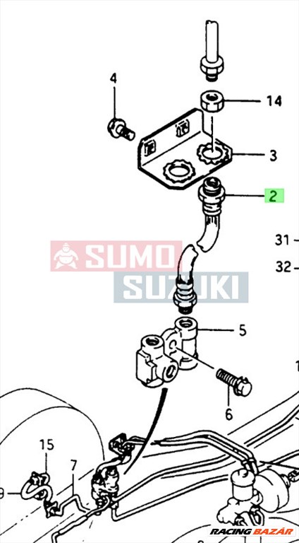 Suzuki Samurai gumi fékcső első 1,3 függőlegesen 51570-83030 2. kép