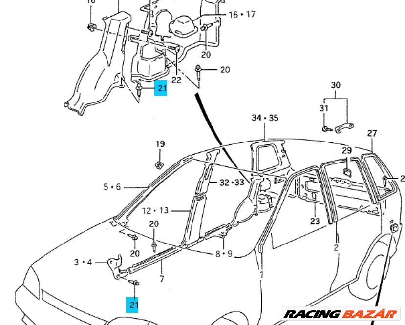 Suzuki Swift 1990-1998 patent (benyomós, fekete, nagy) utastérben kerékjáratnál 09409-07321-5PK 2. kép