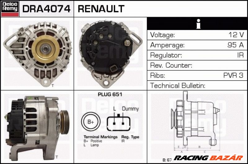 DELCO REMY dra4074 Generátor - DACIA, RENAULT, NISSAN 1. kép