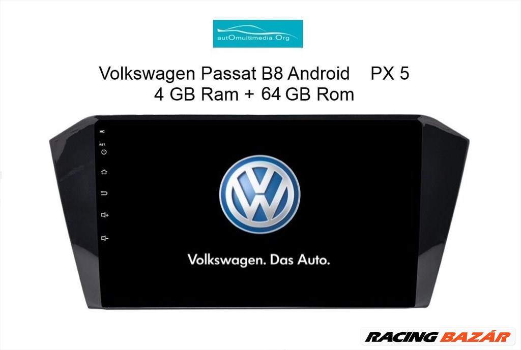 Volkswagen Passat B8 Android 10 Multimédia, GPS, Wifi, Bluetooth, Tolatókamerával! 1. kép