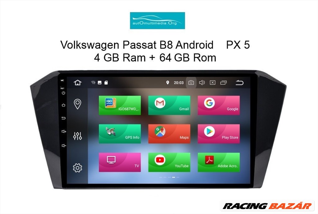 Volkswagen Passat B8 Android 10 Multimédia, GPS, Wifi, Bluetooth, Tolatókamerával! 5. kép