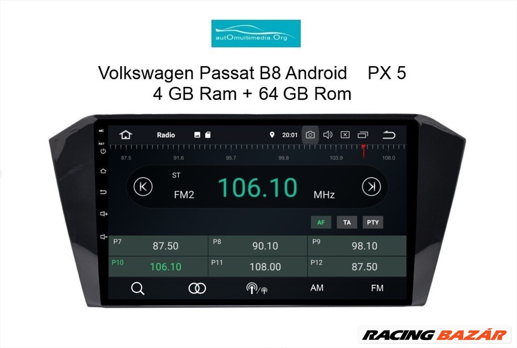 Volkswagen Passat B8 Android 10 Multimédia, GPS, Wifi, Bluetooth, Tolatókamerával! 6. kép