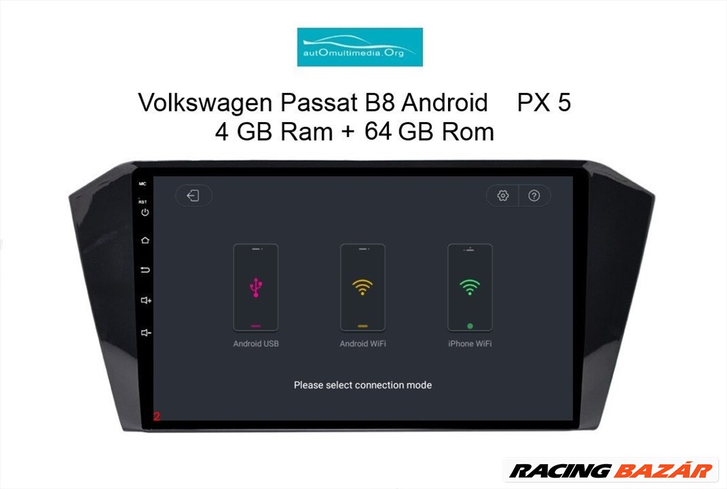 Volkswagen Passat B8 Android 10 Multimédia, GPS, Wifi, Bluetooth, Tolatókamerával! 9. kép