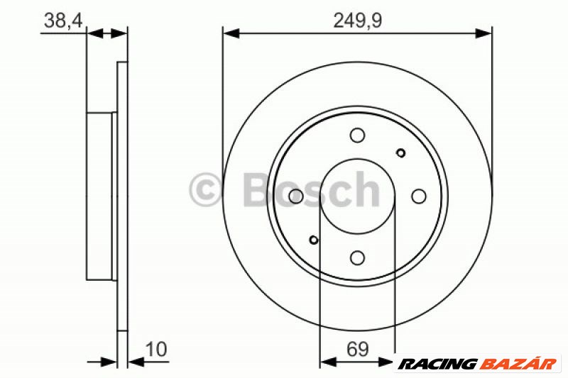 BOSCH 0 986 479 S84 Féktárcsa - SMART, MITSUBISHI 1. kép