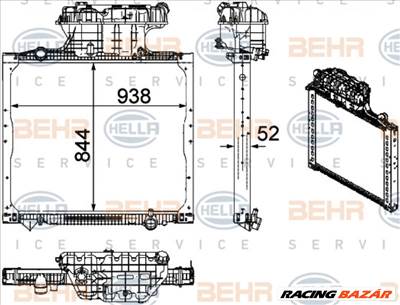 HELLA 8MK 376 756-011 Motorvízhűtő - PEUGEOT, HONDA, VOLVO, VAUXHALL, FORD, CHEVROLET, MERCEDES-BENZ