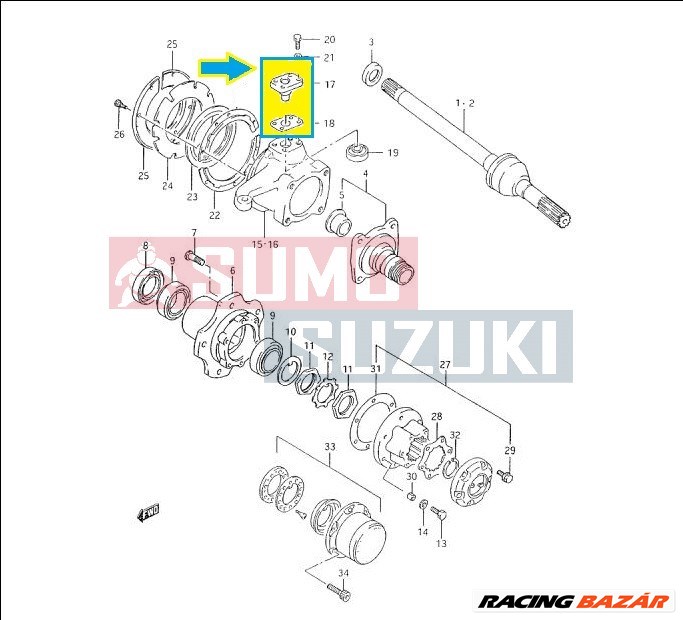Suzuki Függőcsapszeg LJ80, SJ410, SJ413, Samurai, Jimny 45610-63002 2. kép