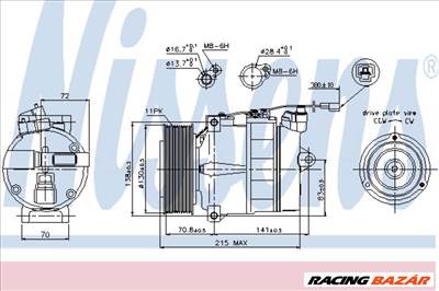 NISSENS 89028 Klímakompresszor - FORD, MERCEDES-BENZ, CITROEN, LAND ROVER, OPEL, NISSAN, SUZUKI