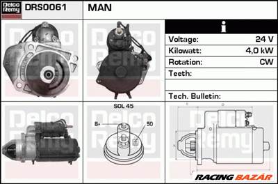 DELCO REMY drs0061 Önindító - VAUXHALL, SEAT, FORD, VOLKSWAGEN, BMW, AUDI, CITROEN