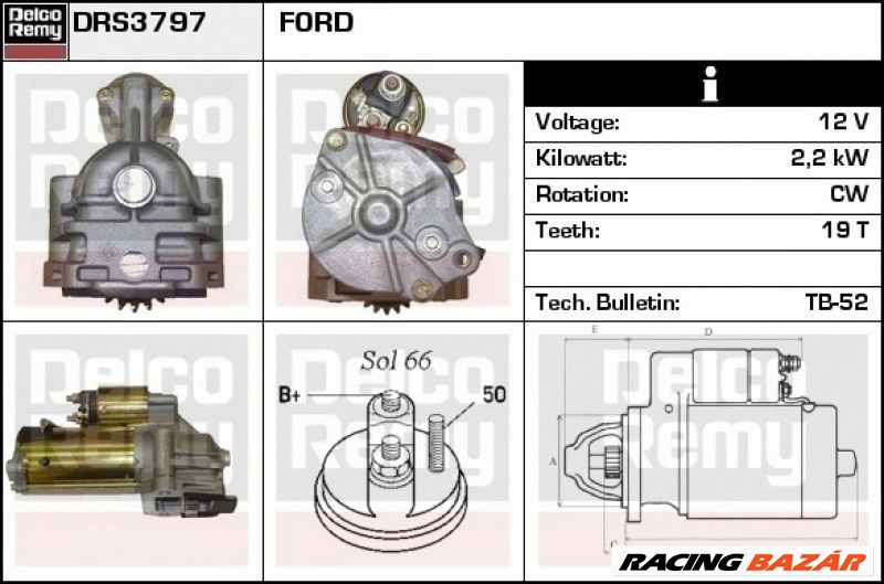 DELCO REMY drs3797 Önindító - FORD, JAGUAR 1. kép