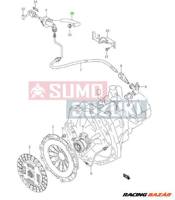 Suzuki SX4 kuplung munkahenger gumicső 23881-79J02 2. kép