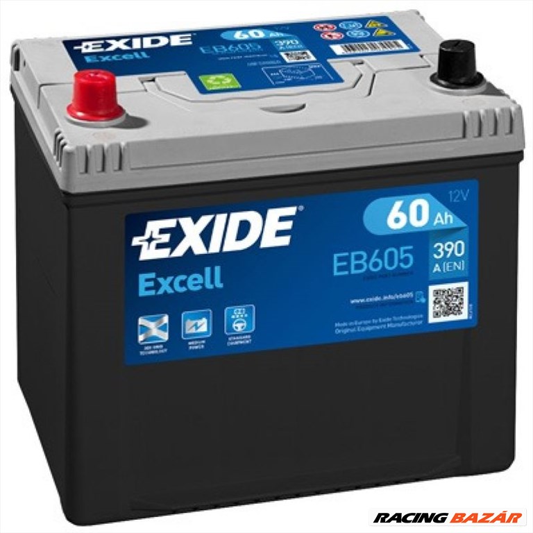 EXIDE _EB605 Akkumulátor - CHEVROLET, VOLKSWAGEN, SAAB, LEXUS, MITSUBISHI, TOYOTA, MAZDA 1. kép