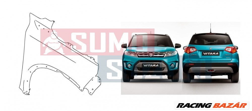 Suzuki Vitara 2015-> Jobb Sárvédő GLX NEM INDEXES / Nem Lyukas  1. kép