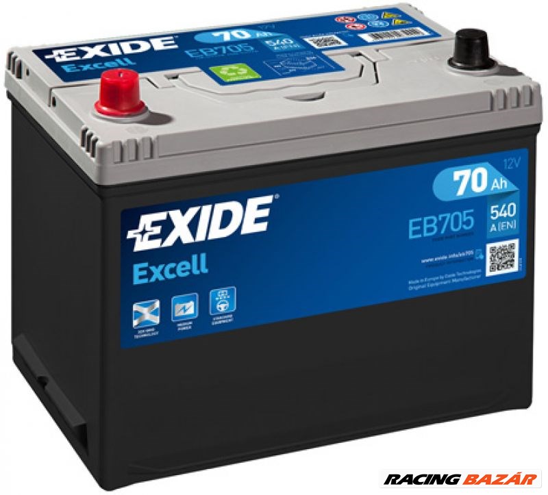 EXIDE _EB705 Akkumulátor - ALFA ROMEO, OPEL, VOLKSWAGEN, CITROEN, VOLVO, SAAB, LADA 1. kép
