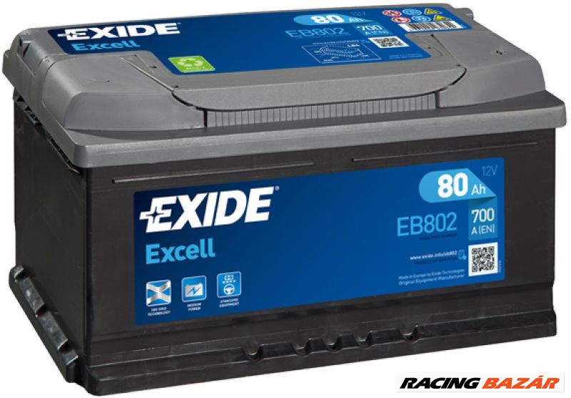 EXIDE _EB802 Akkumulátor - BMW, PORSCHE, JAGUAR, FORD, VOLKSWAGEN, RENAULT, AUDI 1. kép