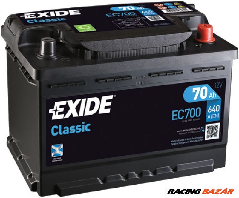EXIDE _EC700 Akkumulátor - BMW, ALFA ROMEO, MERCEDES-BENZ, OPEL, RENAULT, CITROEN, PEUGEOT 1. kép